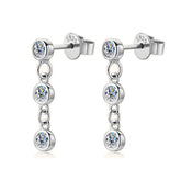 Moissanite Bezel Dangle Drop Stud Earrings in 925 Silver